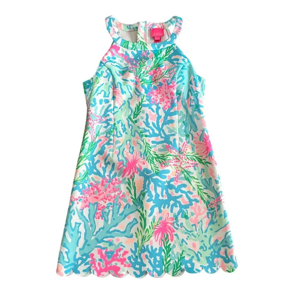 Lilly Pulitzer Girls Sophelia Shift Dress in Multi Coral Bay - Size: 12